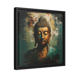 Golden Aura Buddha Teal and Gold Abstract Canvas Art - FNKY ROOSTER DESIGNS