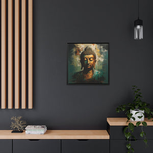 Golden Aura Buddha Teal and Gold Abstract Canvas Art - FNKY ROOSTER DESIGNS