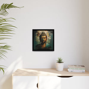 Golden Aura Buddha Teal and Gold Abstract Canvas Art - FNKY ROOSTER DESIGNS