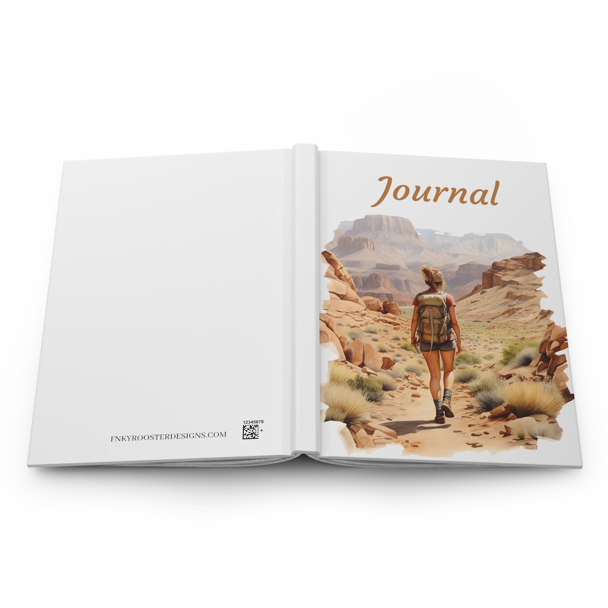 Hiking woman Watercolor Hardcover Journal (Back to School / Gratitude / Manifesting Journal) - FNKY ROOSTER DESIGNS