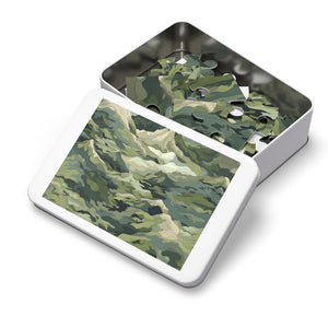 Mountain Camo Jigsaw Puzzle: Choose Your Challenge with 30 to 1000 Pieces - Ships in Gift - Ready Metal Tin - FNKY ROOSTER DESIGNS