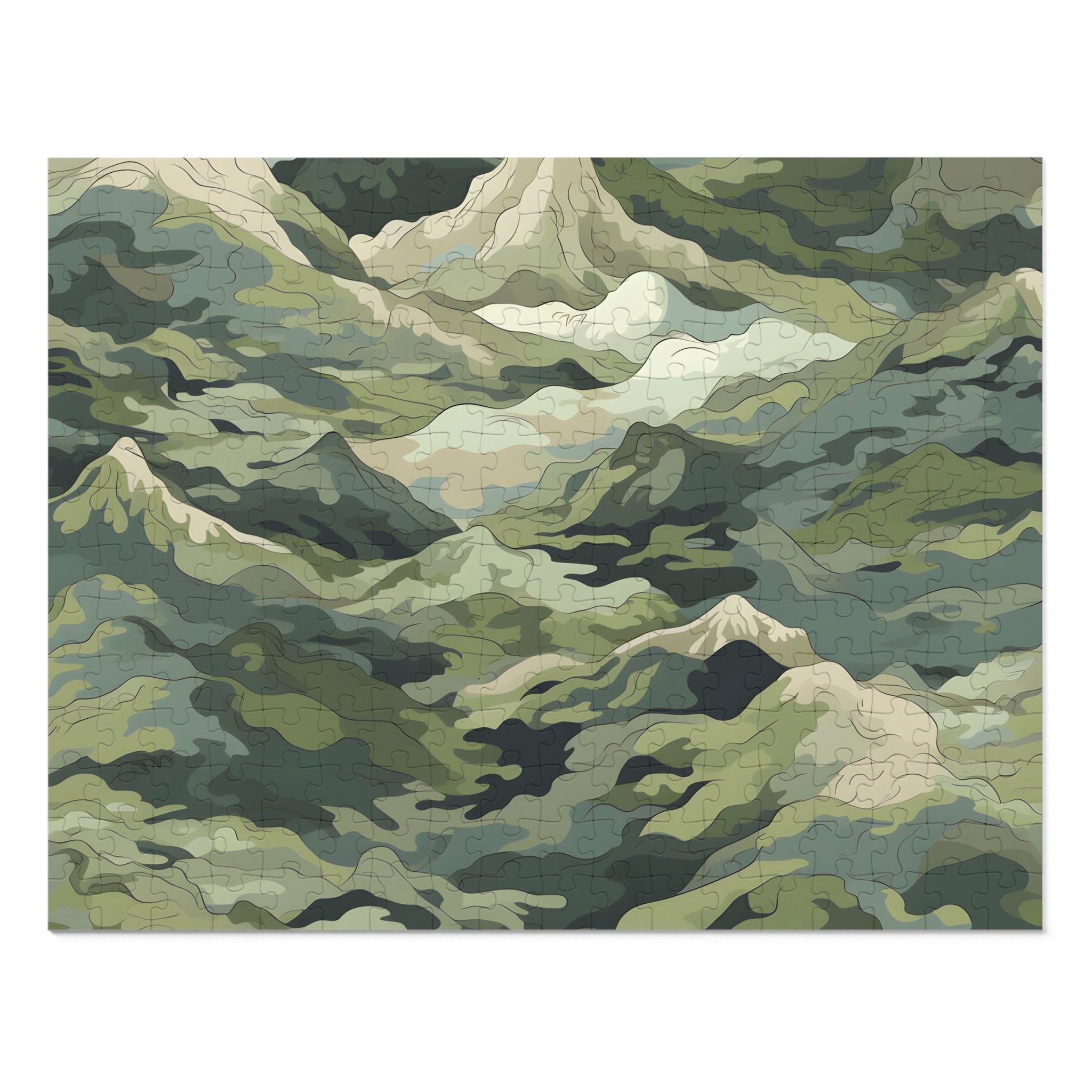 Mountain Camo Jigsaw Puzzle: Choose Your Challenge with 30 to 1000 Pieces - Ships in Gift - Ready Metal Tin - FNKY ROOSTER DESIGNS