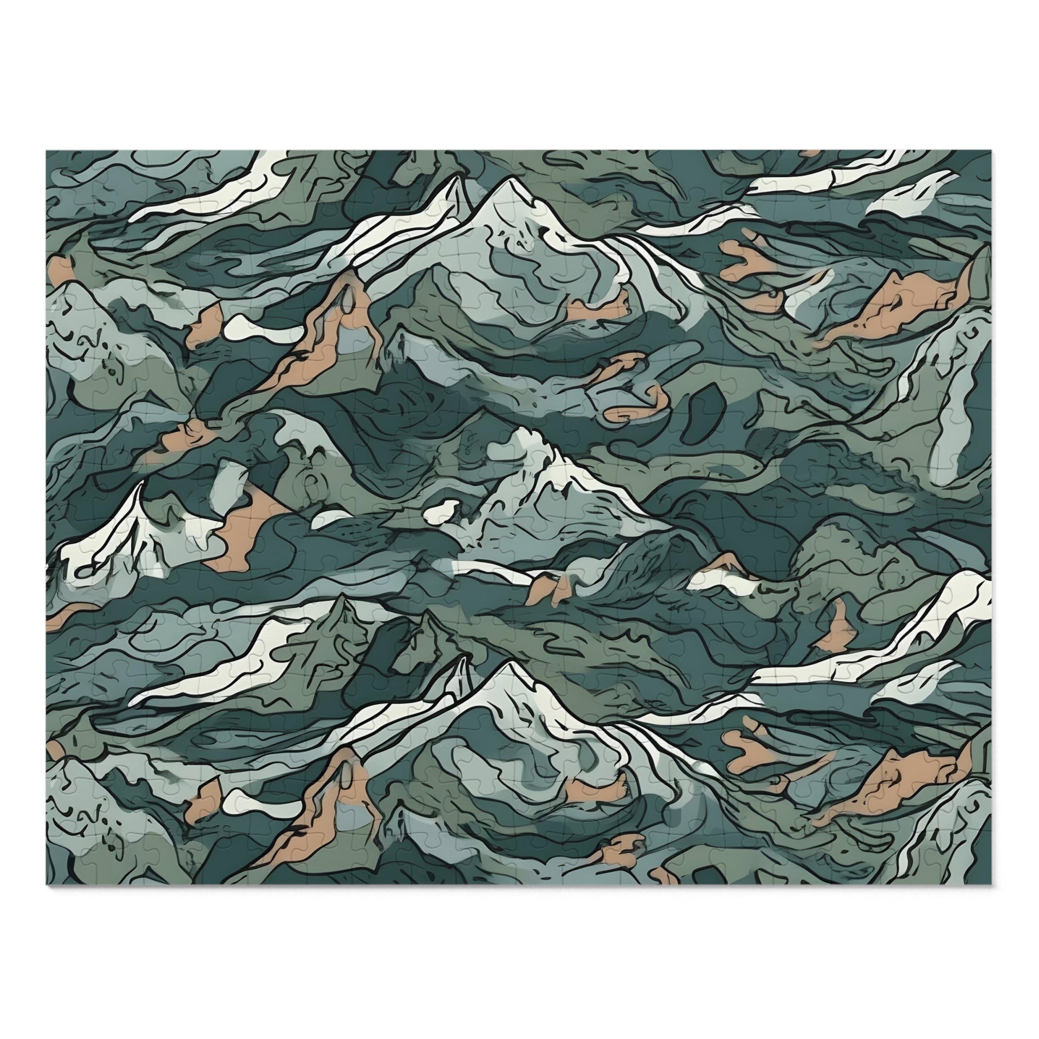 Mountain Camo Jigsaw Puzzle: Choose Your Challenge with 30 to 1000 Pieces - Ships in Gift - Ready Metal Tin - FNKY ROOSTER DESIGNS