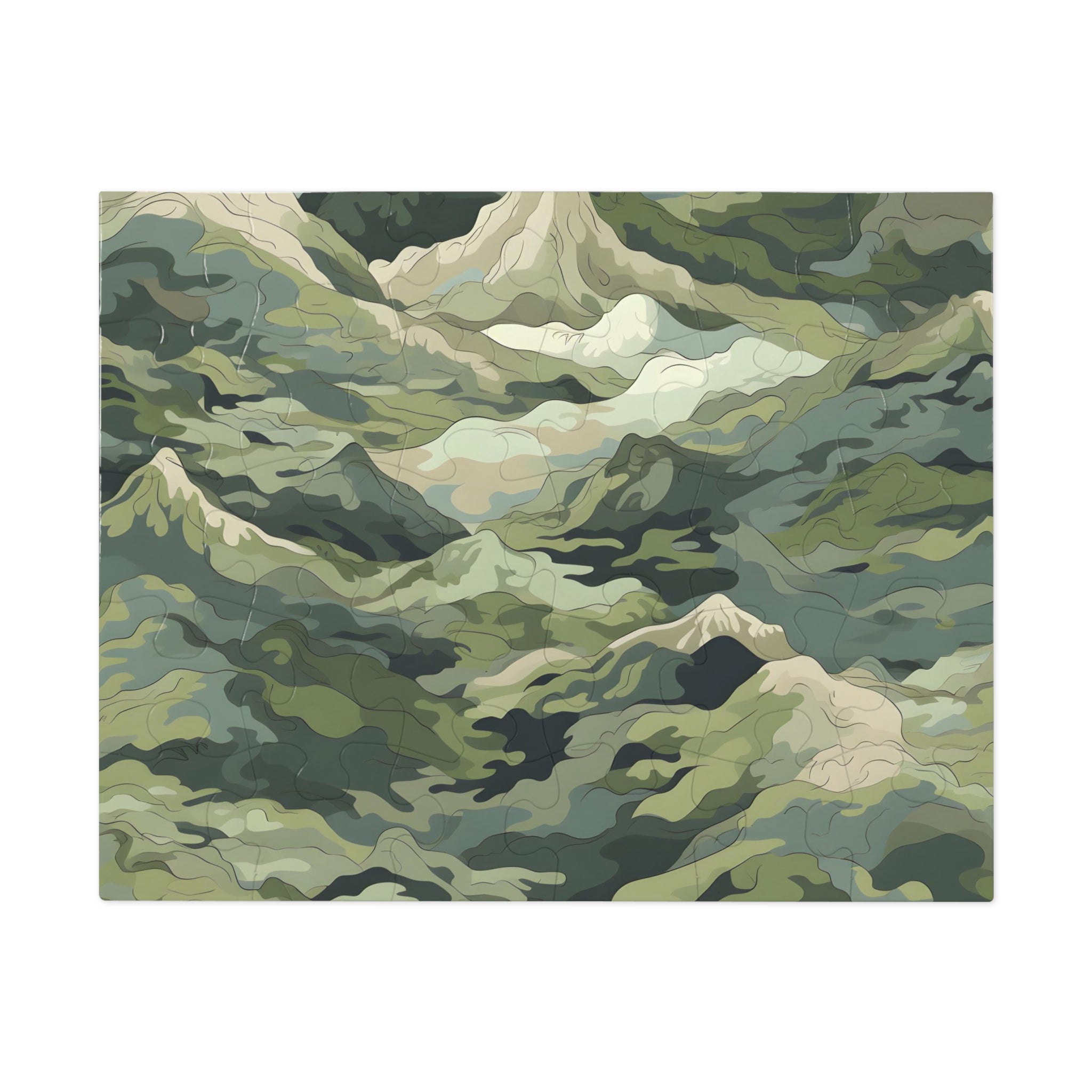 Mountain Camo Jigsaw Puzzle: Choose Your Challenge with 30 to 1000 Pieces - Ships in Gift - Ready Metal Tin - FNKY ROOSTER DESIGNS