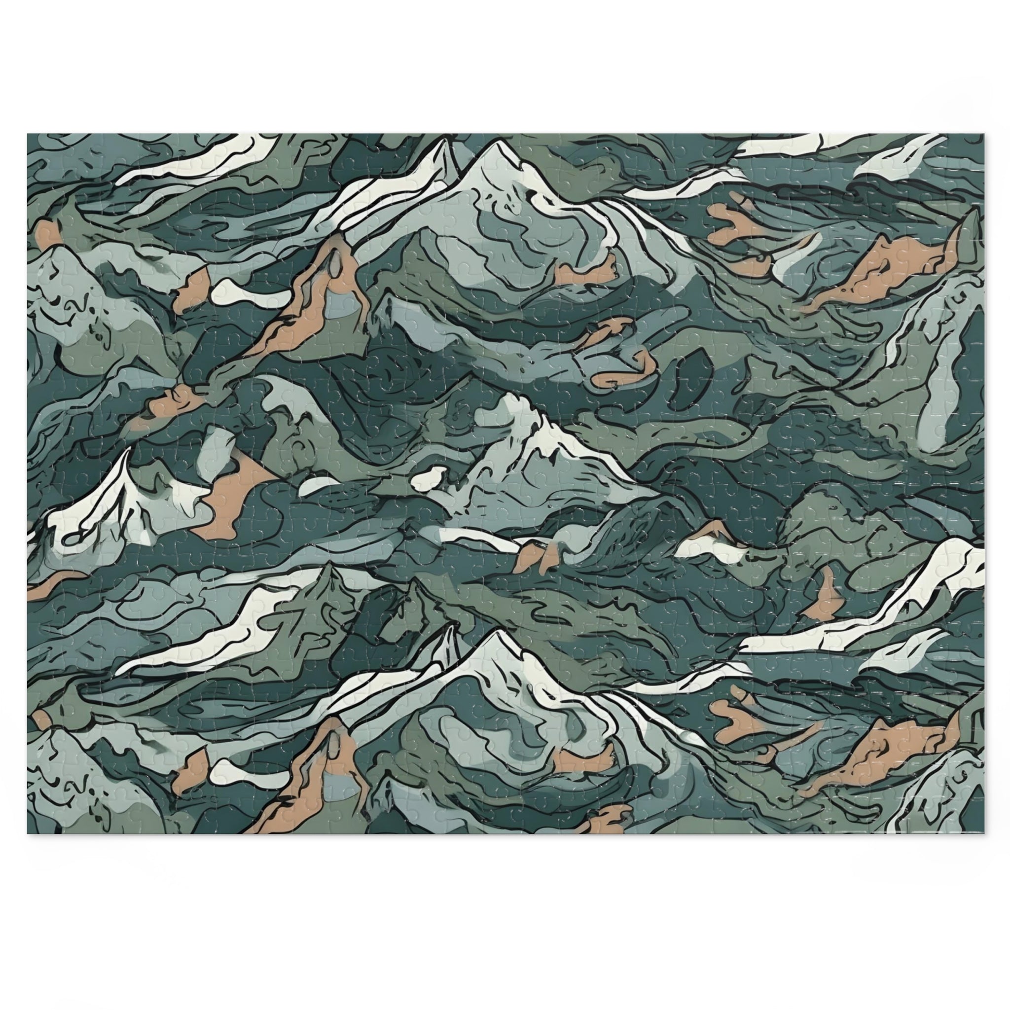 Mountain Camo Jigsaw Puzzle: Choose Your Challenge with 30 to 1000 Pieces - Ships in Gift - Ready Metal Tin - FNKY ROOSTER DESIGNS
