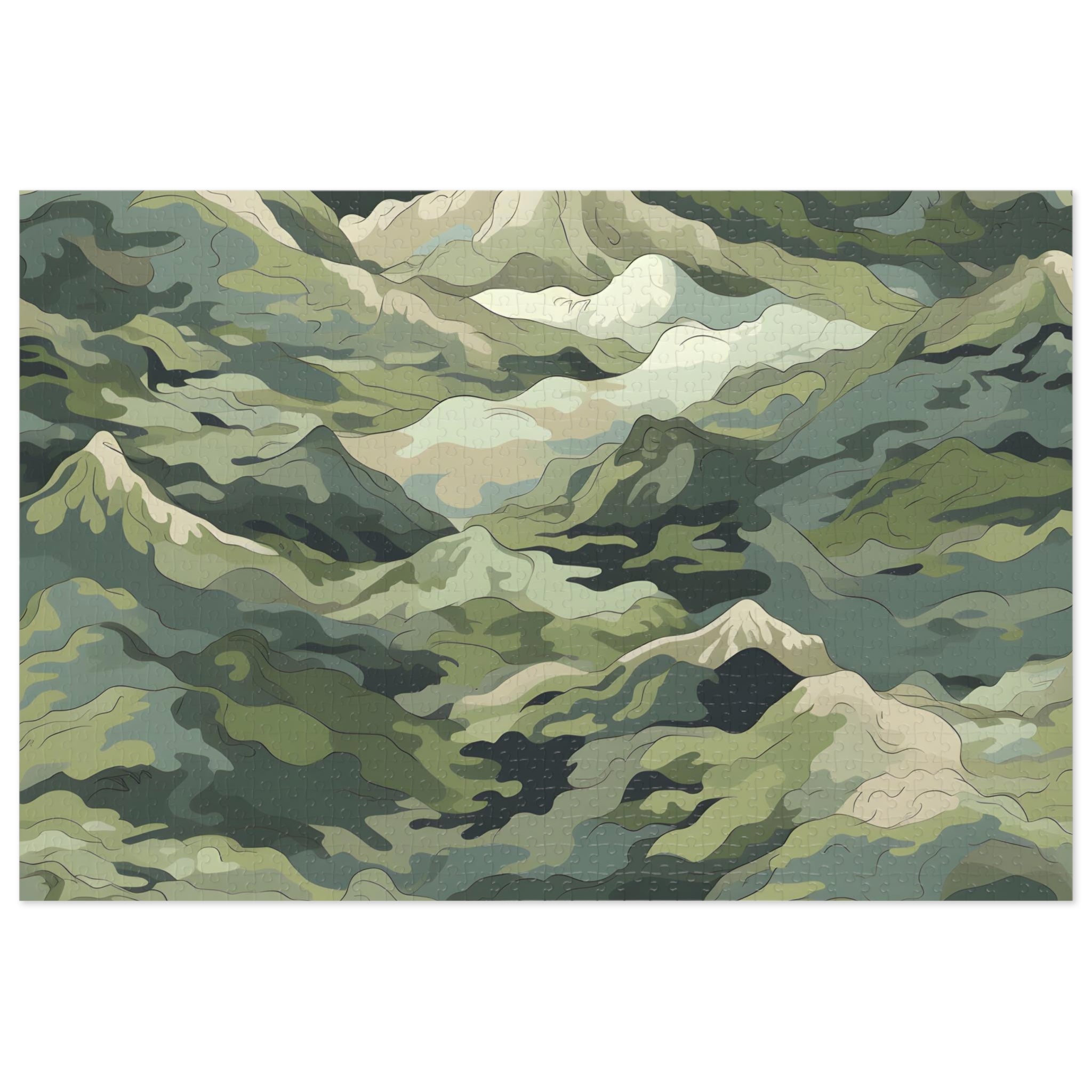 Mountain Camo Jigsaw Puzzle: Choose Your Challenge with 30 to 1000 Pieces - Ships in Gift - Ready Metal Tin - FNKY ROOSTER DESIGNS