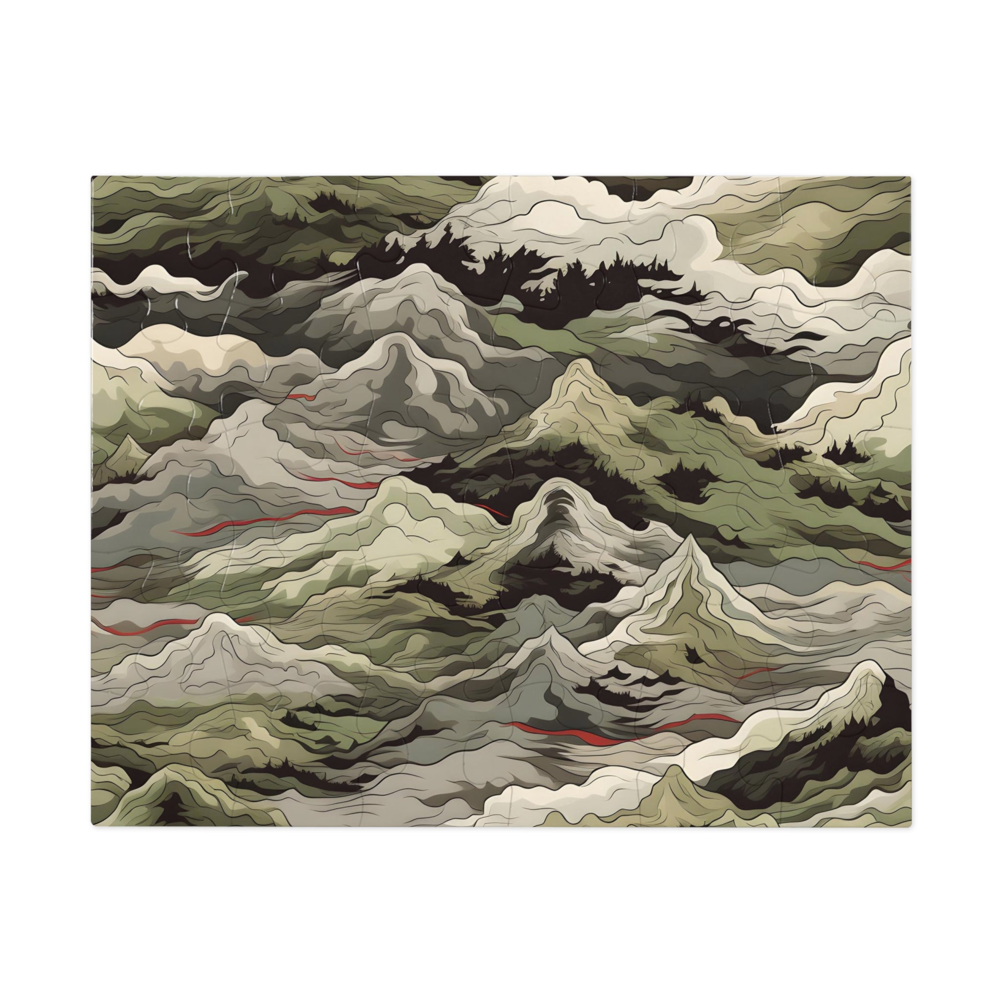Mountain Camo Jigsaw Puzzle: Choose Your Challenge with 30 to 1000 Pieces - Ships in Gift - Ready Metal Tin - FNKY ROOSTER DESIGNS