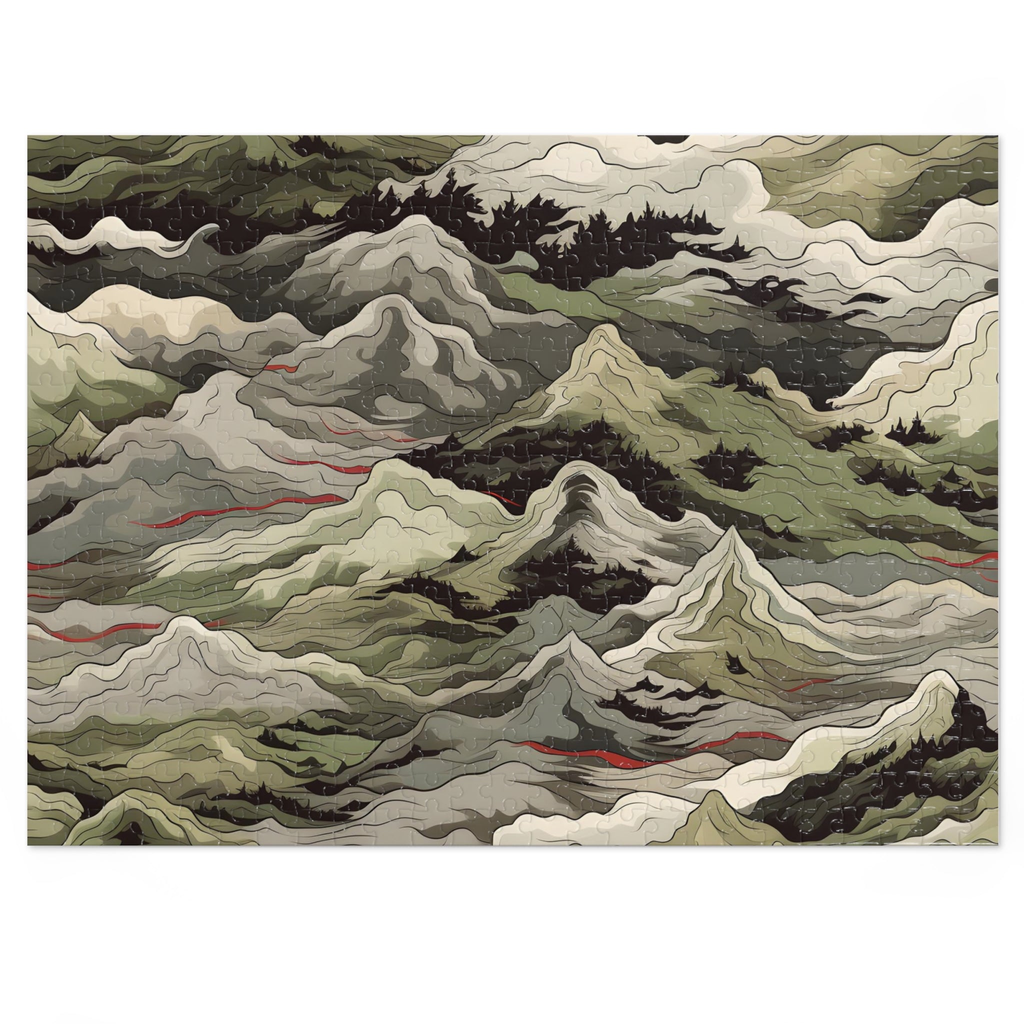 Mountain Camo Jigsaw Puzzle: Choose Your Challenge with 30 to 1000 Pieces - Ships in Gift - Ready Metal Tin - FNKY ROOSTER DESIGNS