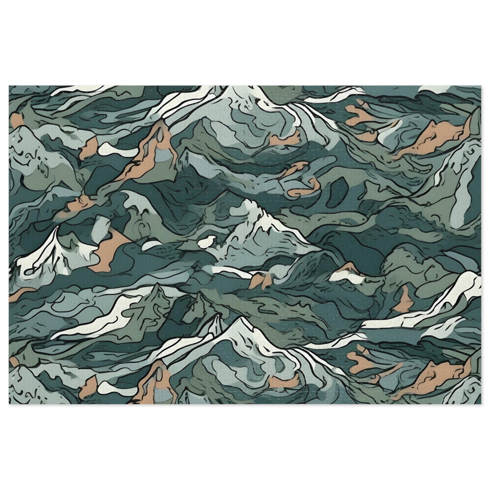 Mountain Camo Jigsaw Puzzle: Choose Your Challenge with 30 to 1000 Pieces - Ships in Gift - Ready Metal Tin - FNKY ROOSTER DESIGNS