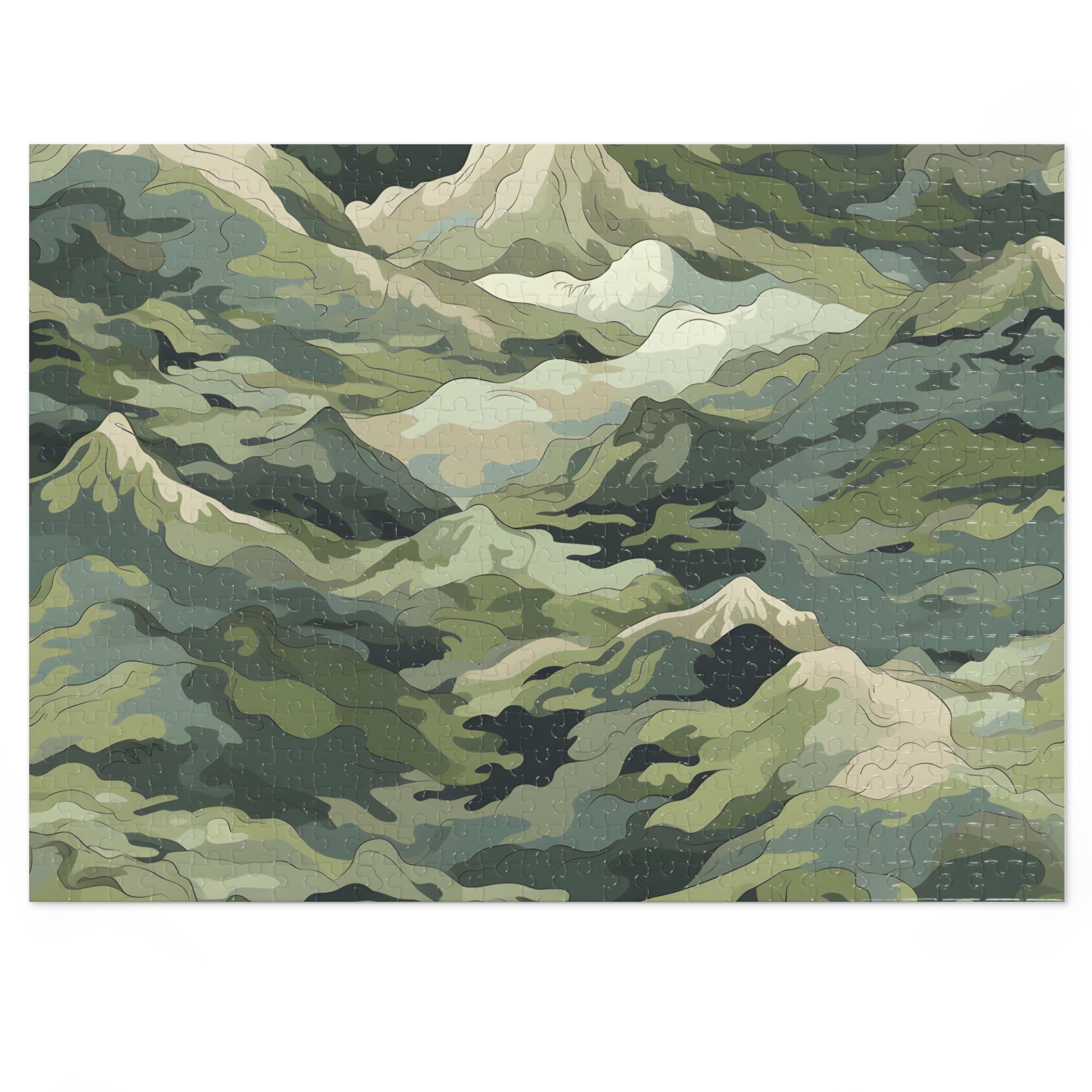 Mountain Camo Jigsaw Puzzle: Choose Your Challenge with 30 to 1000 Pieces - Ships in Gift - Ready Metal Tin - FNKY ROOSTER DESIGNS