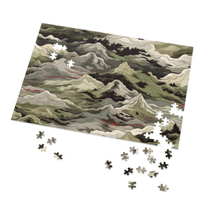Mountain Camo Jigsaw Puzzle: Choose Your Challenge with 30 to 1000 Pieces - Ships in Gift - Ready Metal Tin - FNKY ROOSTER DESIGNS