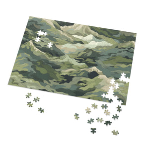 Mountain Camo Jigsaw Puzzle: Choose Your Challenge with 30 to 1000 Pieces - Ships in Gift - Ready Metal Tin - FNKY ROOSTER DESIGNS