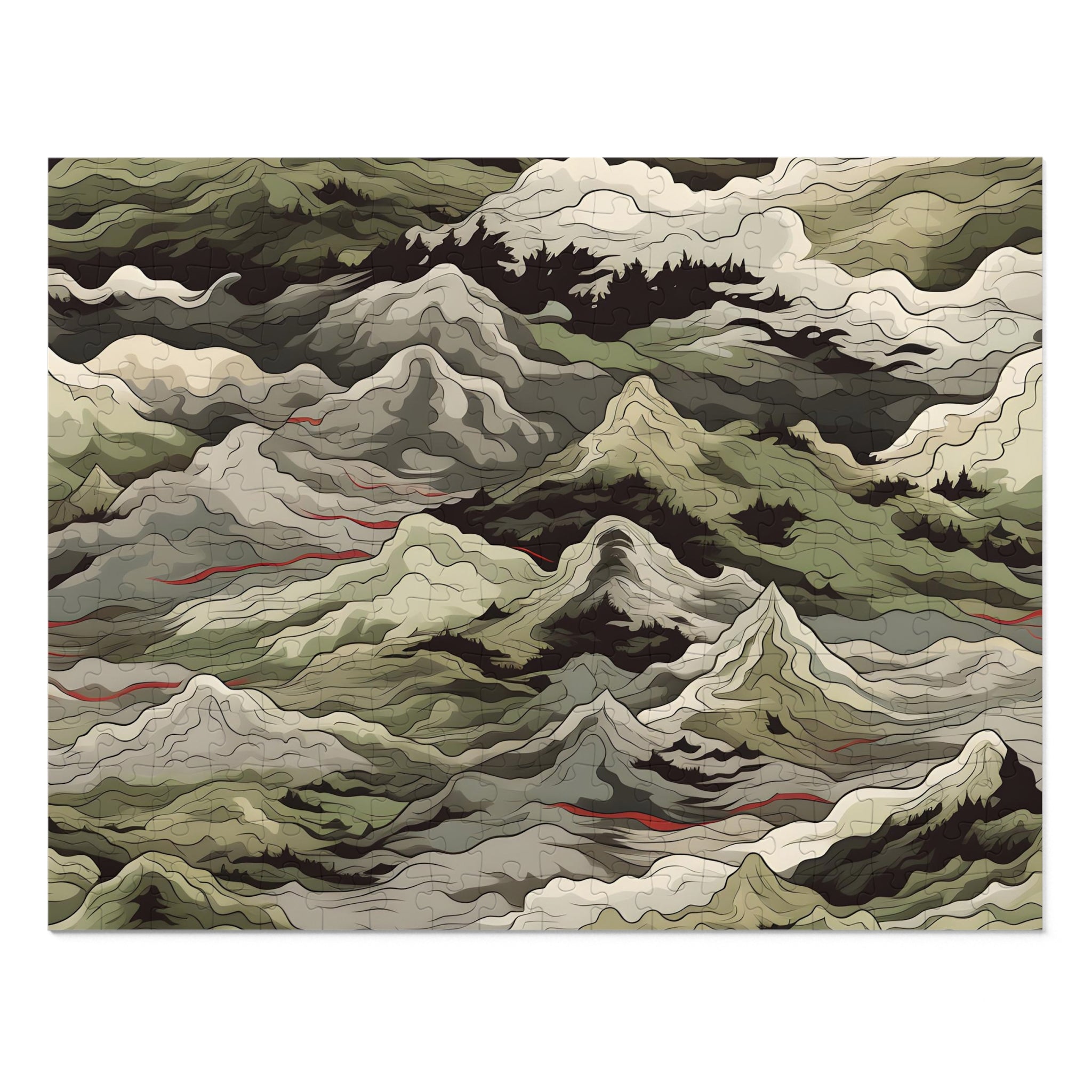 Mountain Camo Jigsaw Puzzle: Choose Your Challenge with 30 to 1000 Pieces - Ships in Gift - Ready Metal Tin - FNKY ROOSTER DESIGNS