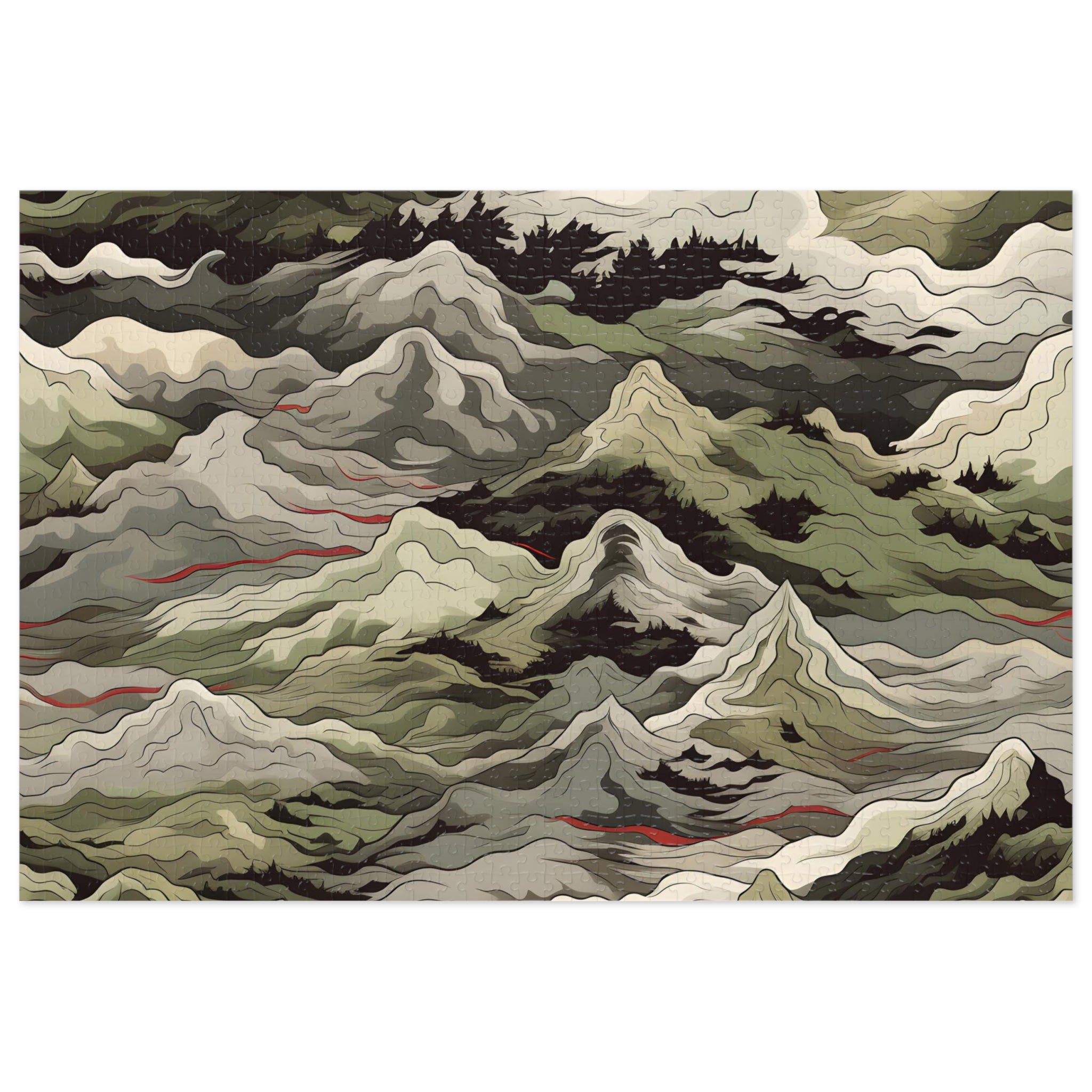 Mountain Camo Jigsaw Puzzle: Choose Your Challenge with 30 to 1000 Pieces - Ships in Gift - Ready Metal Tin - FNKY ROOSTER DESIGNS