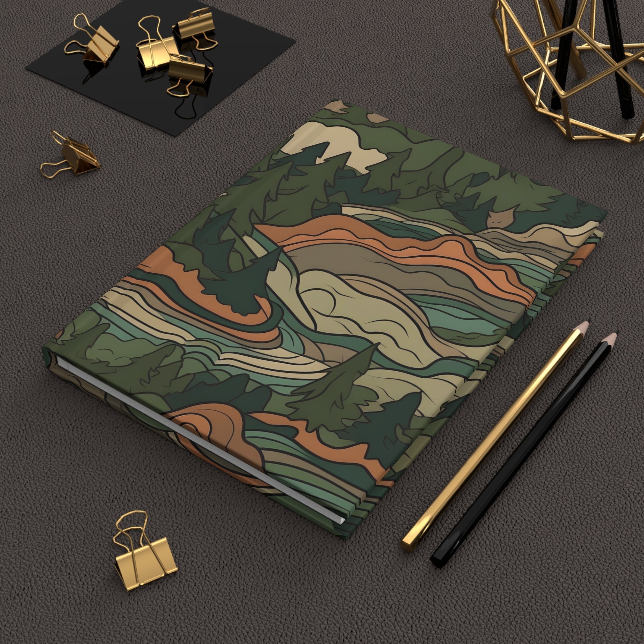 Mountain Camouflage Hardcover Journal - Ruled Pages - Outdoor Adventure Notebook - Hiking, Camping, Hunting Journal - Gift for Nature Lovers - FNKY ROOSTER DESIGNS