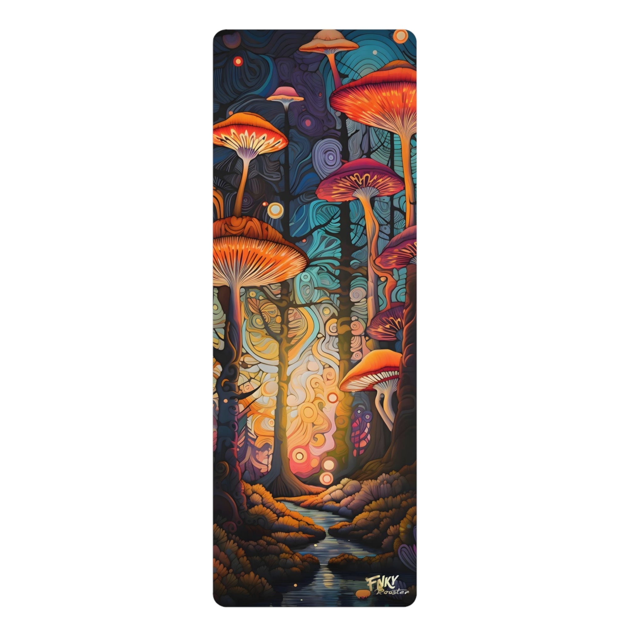 Mushroom Magic Rubber Yoga Mat, Pilates, HIIT, Workout, Fitness Mat - FNKY ROOSTER DESIGNS