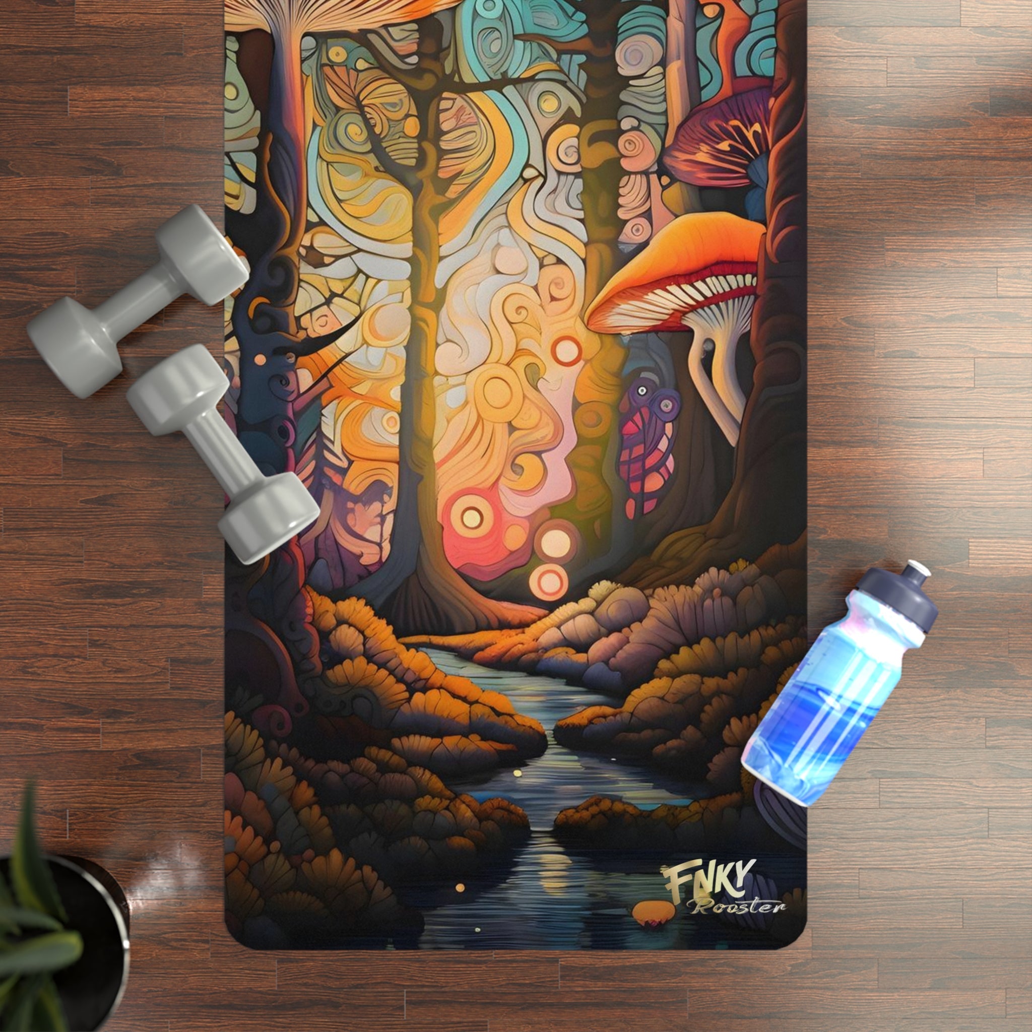 Mushroom Magic Rubber Yoga Mat, Pilates, HIIT, Workout, Fitness Mat - FNKY ROOSTER DESIGNS