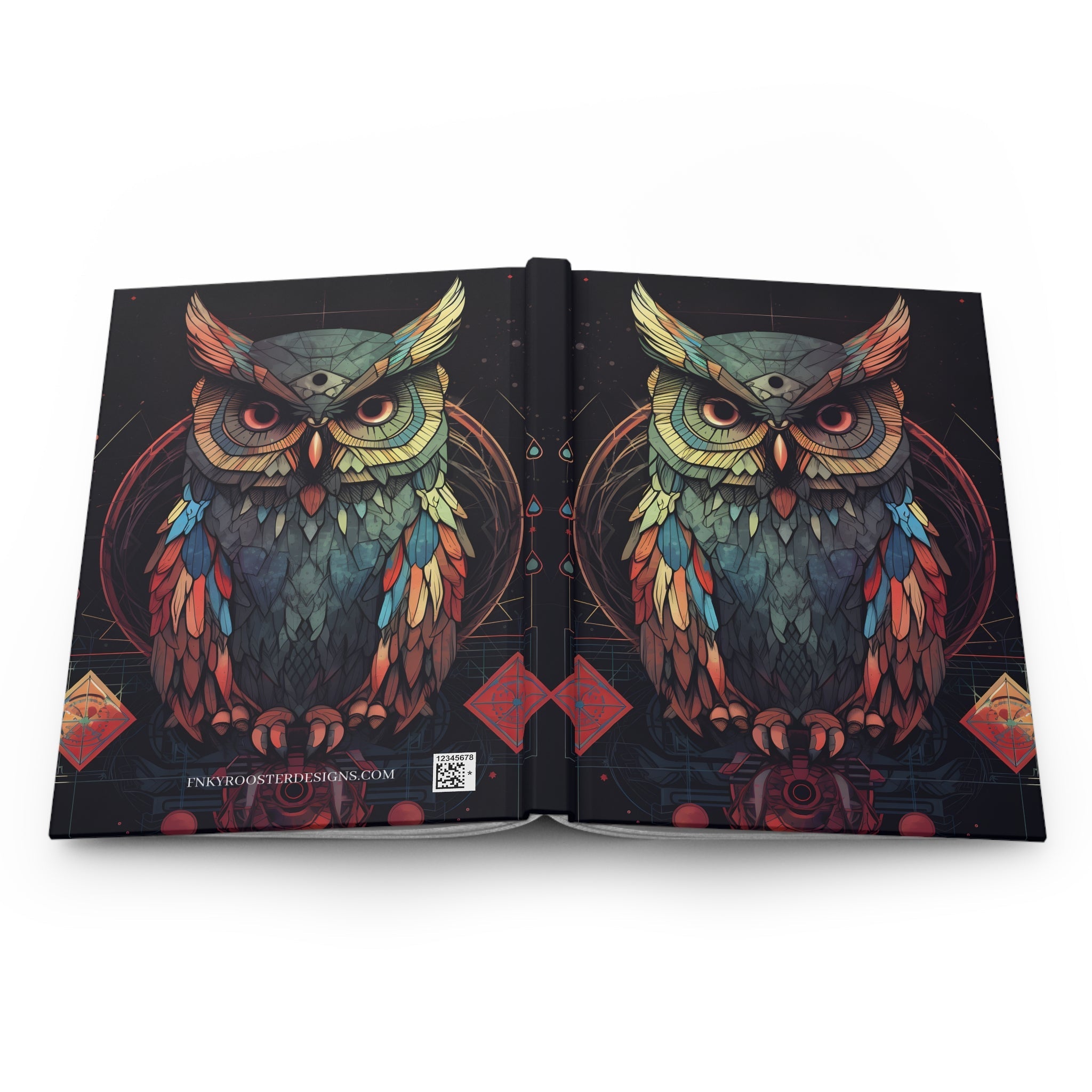 OWL Hardcover Journal Sacred Geometric (Back to School / Gratitude / Manifesting Journal) - FNKY ROOSTER DESIGNS