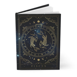 Pisces Horoscope Zodiac Matte Hardcover Journal Rule Lined Pages for the Intuitive Pisces - FNKY ROOSTER DESIGNS