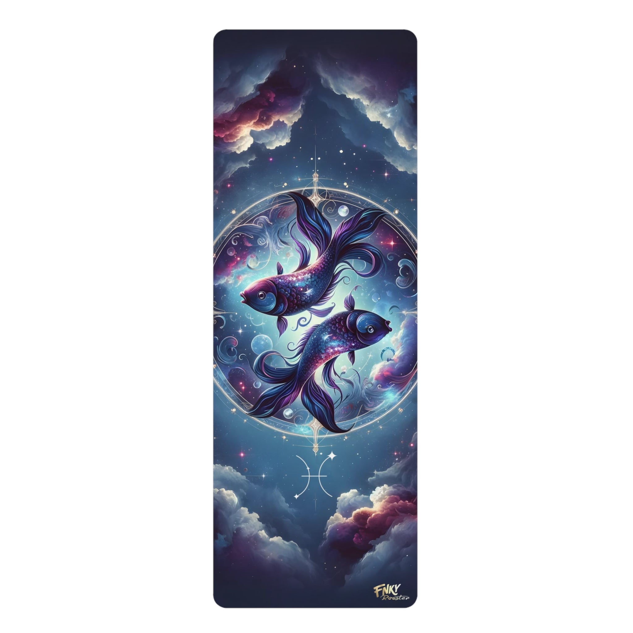 Pisces Zodiac Yoga Mat - 3mm Comfort Foam, Anti - Slip, Astrological Art with Microfiber Suede Top - FNKY ROOSTER DESIGNS