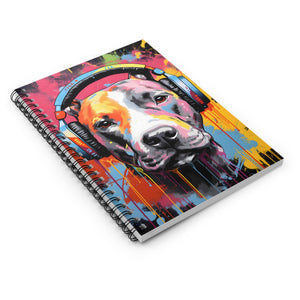 Pit Bull DJ Spiral Bound Notebook - Perfect for dog lovers, kids gift, pitbull lovers - FNKY ROOSTER DESIGNS