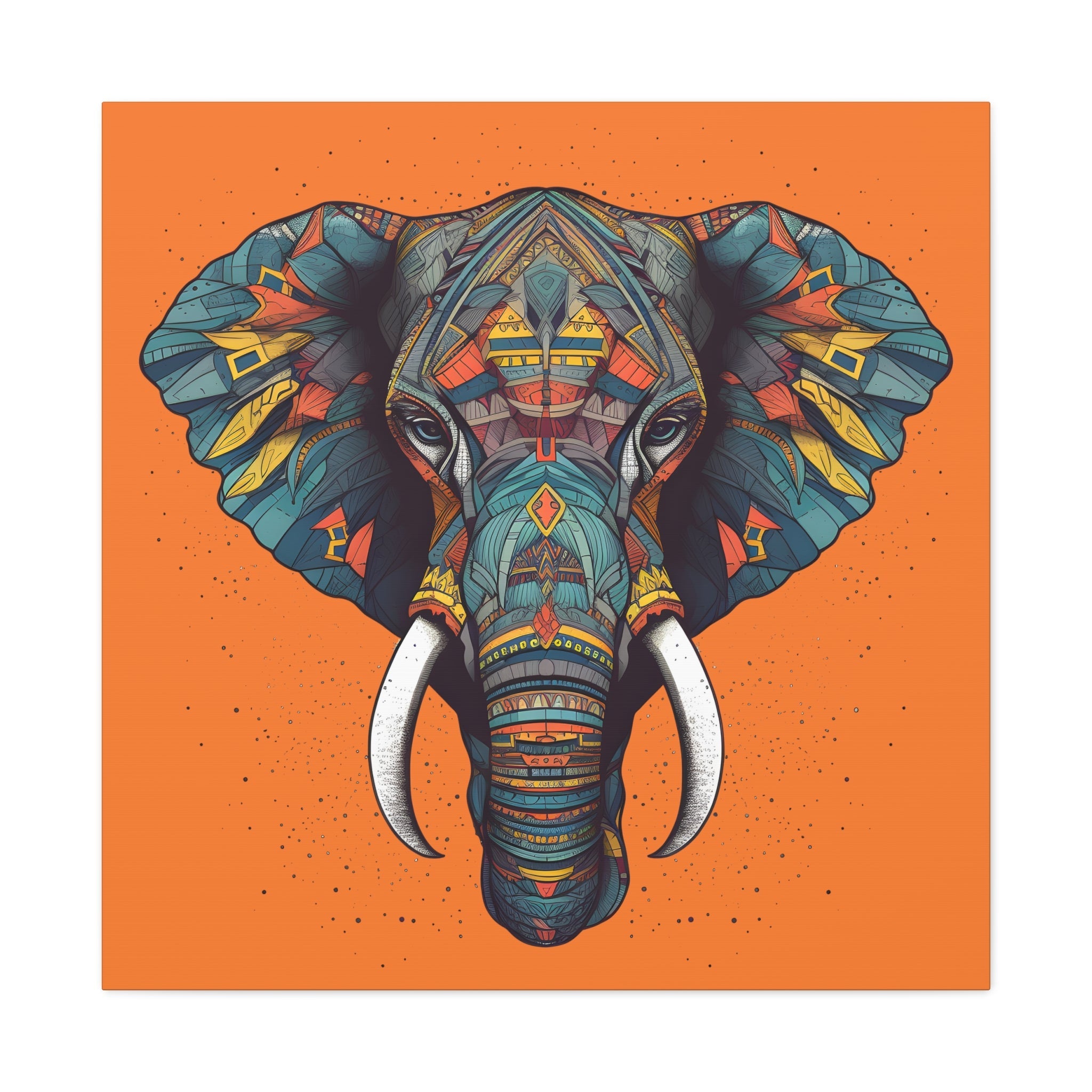 Premium 1.25" Canvas Tribal Elephant Canvas Wall Art Print Home Decor, Edgy Art, Art of Africa - FNKY ROOSTER DESIGNS