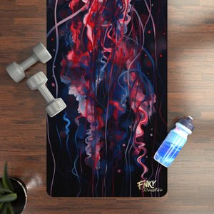 Red and Blue Jellyfish Yoga Mat - Non - Slip Rubber Yoga Mat Ideal for Hot Yoga & Pilates - FNKY ROOSTER DESIGNS