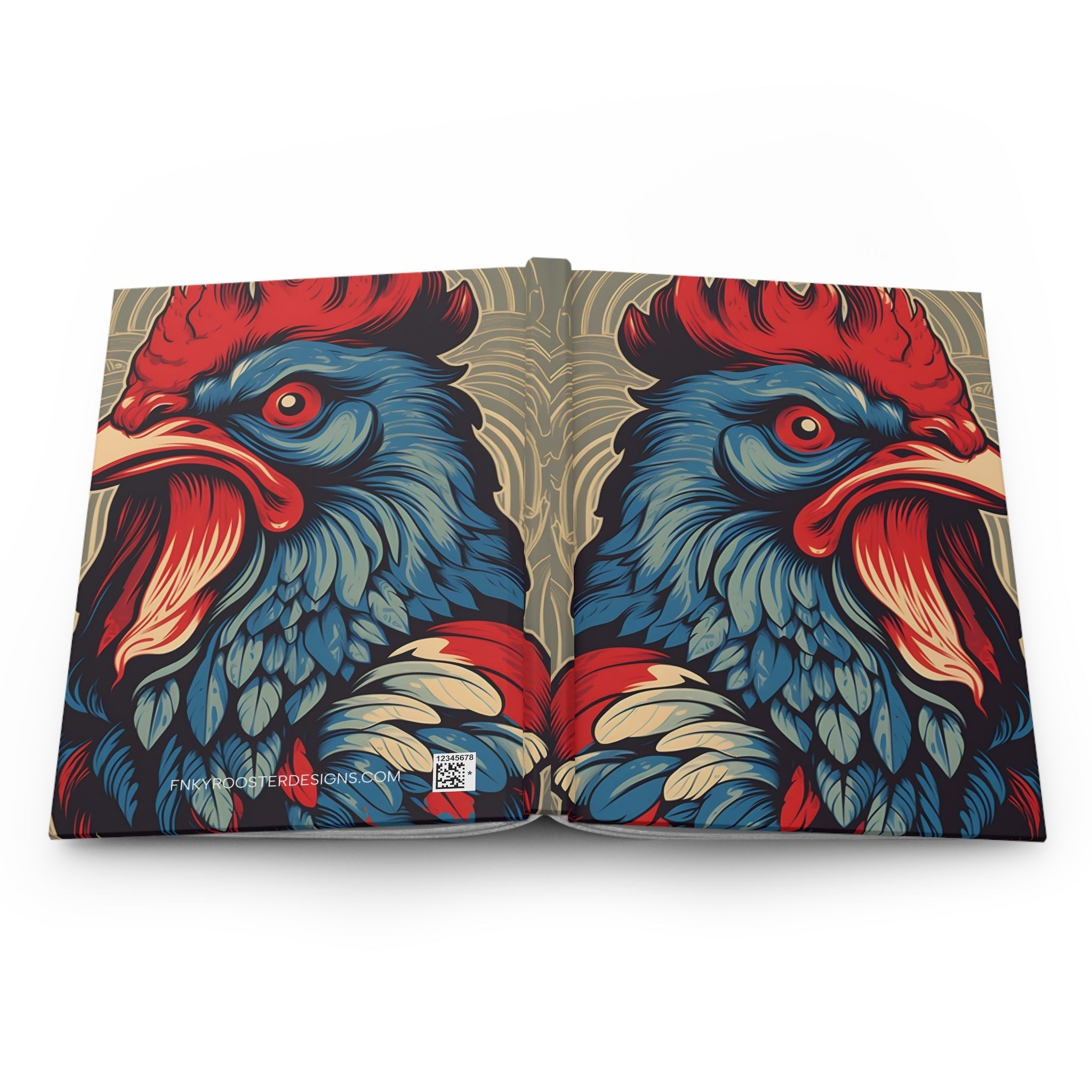 Red, White, and Blue Rooster Hard Cover Diary or Journal (Back to School / Gratitude / Manifesting Journal) - FNKY ROOSTER DESIGNS