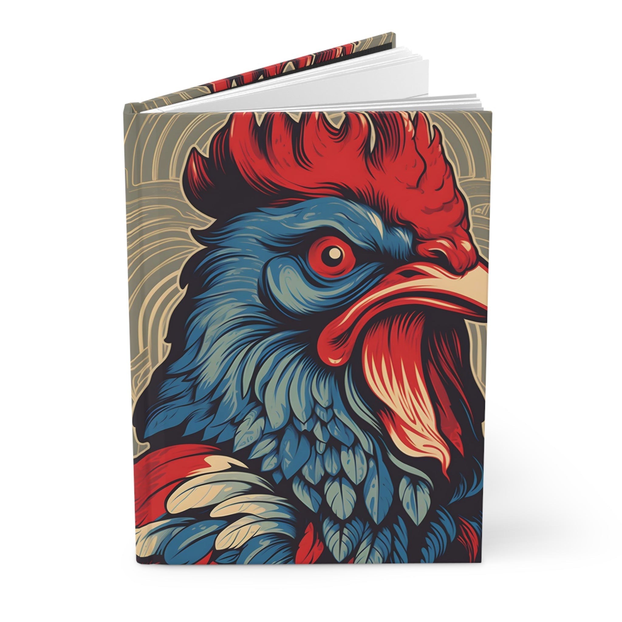 Red, White, and Blue Rooster Hard Cover Diary or Journal (Back to School / Gratitude / Manifesting Journal) - FNKY ROOSTER DESIGNS