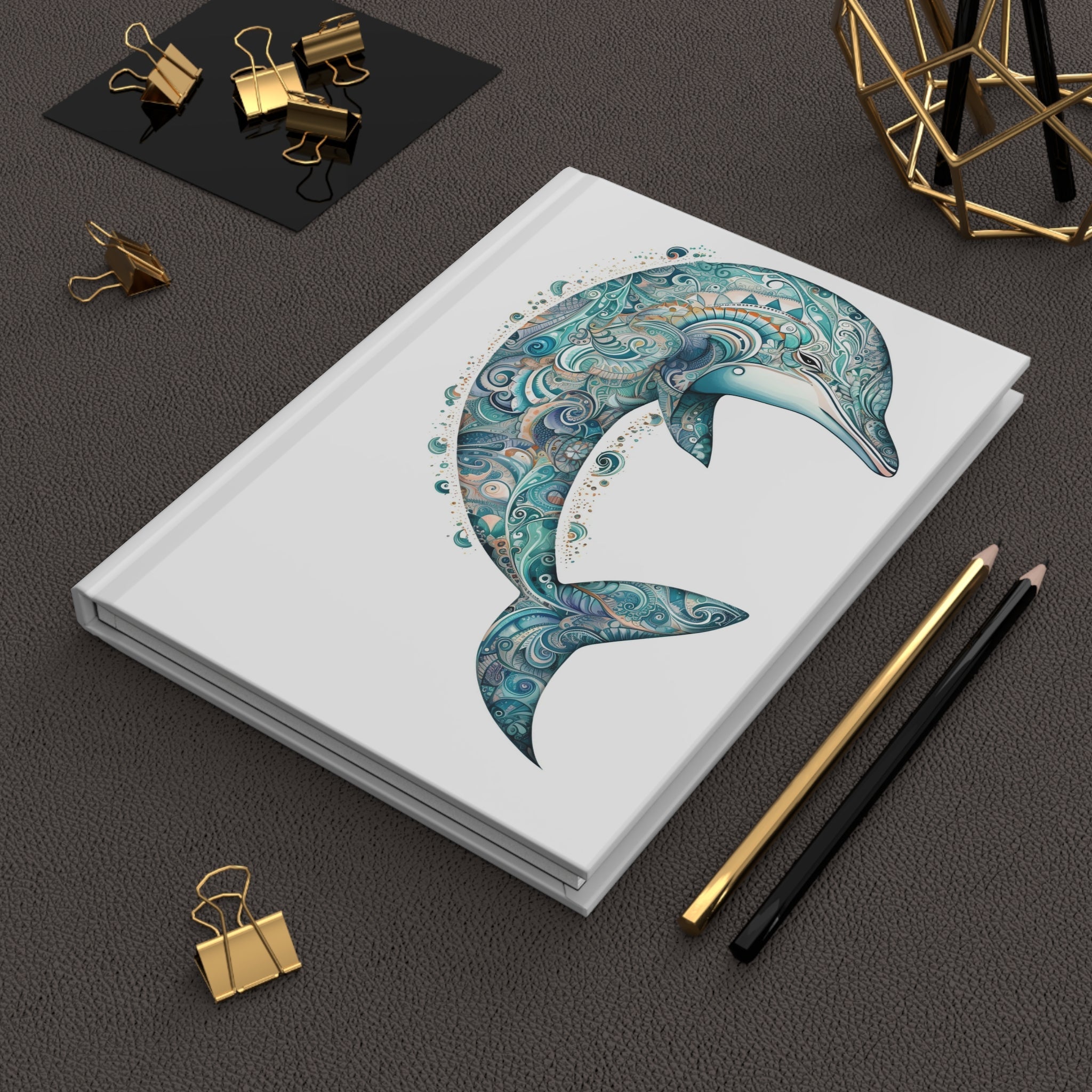 Sacred Dolphin Hardcover Journal (Back to School / Gratitude / Manifesting Journal) - FNKY ROOSTER DESIGNS