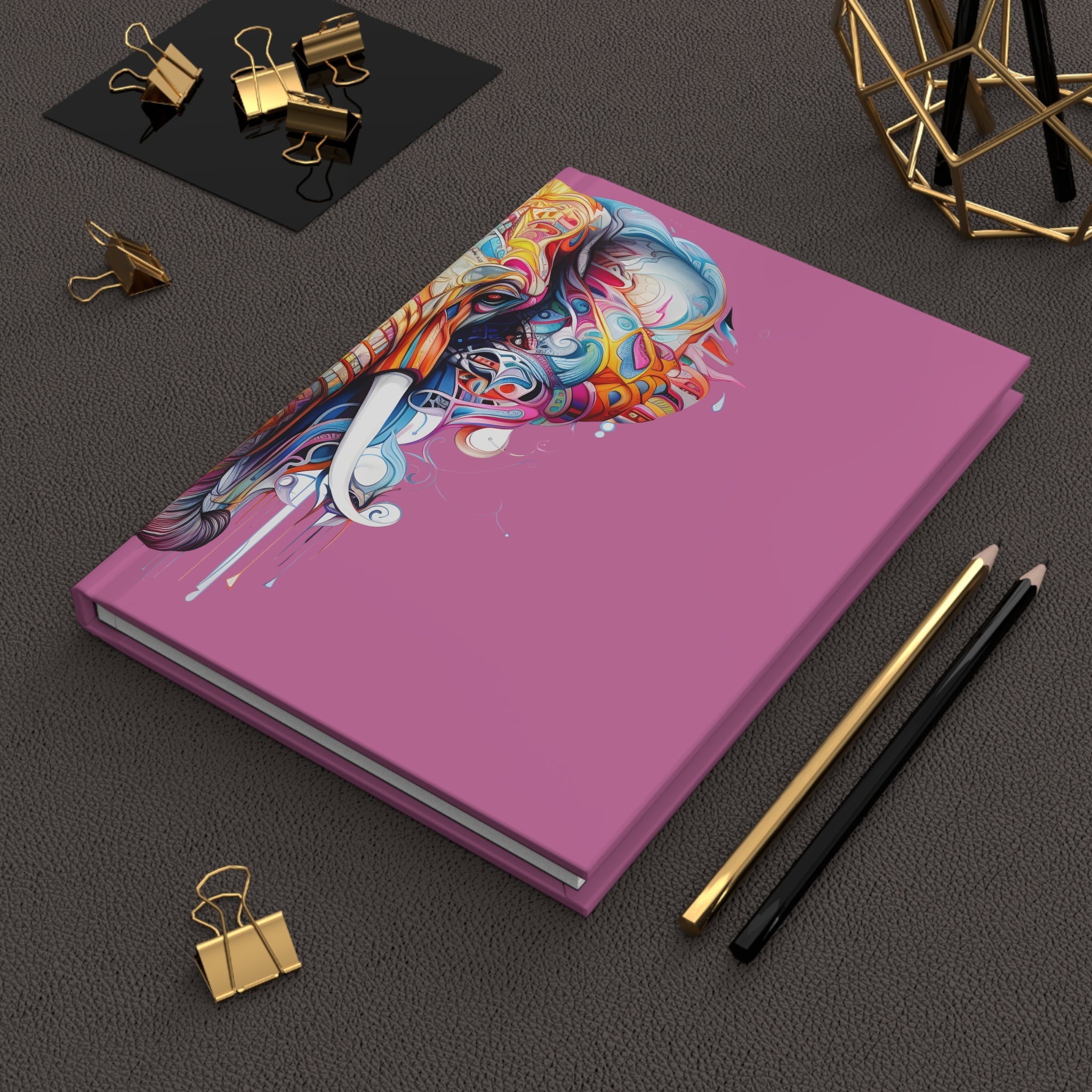 Sacred Geometric Elephant Hardcover Pink Journal (Back to School / Gratitude / Manifesting Journal) - FNKY ROOSTER DESIGNS