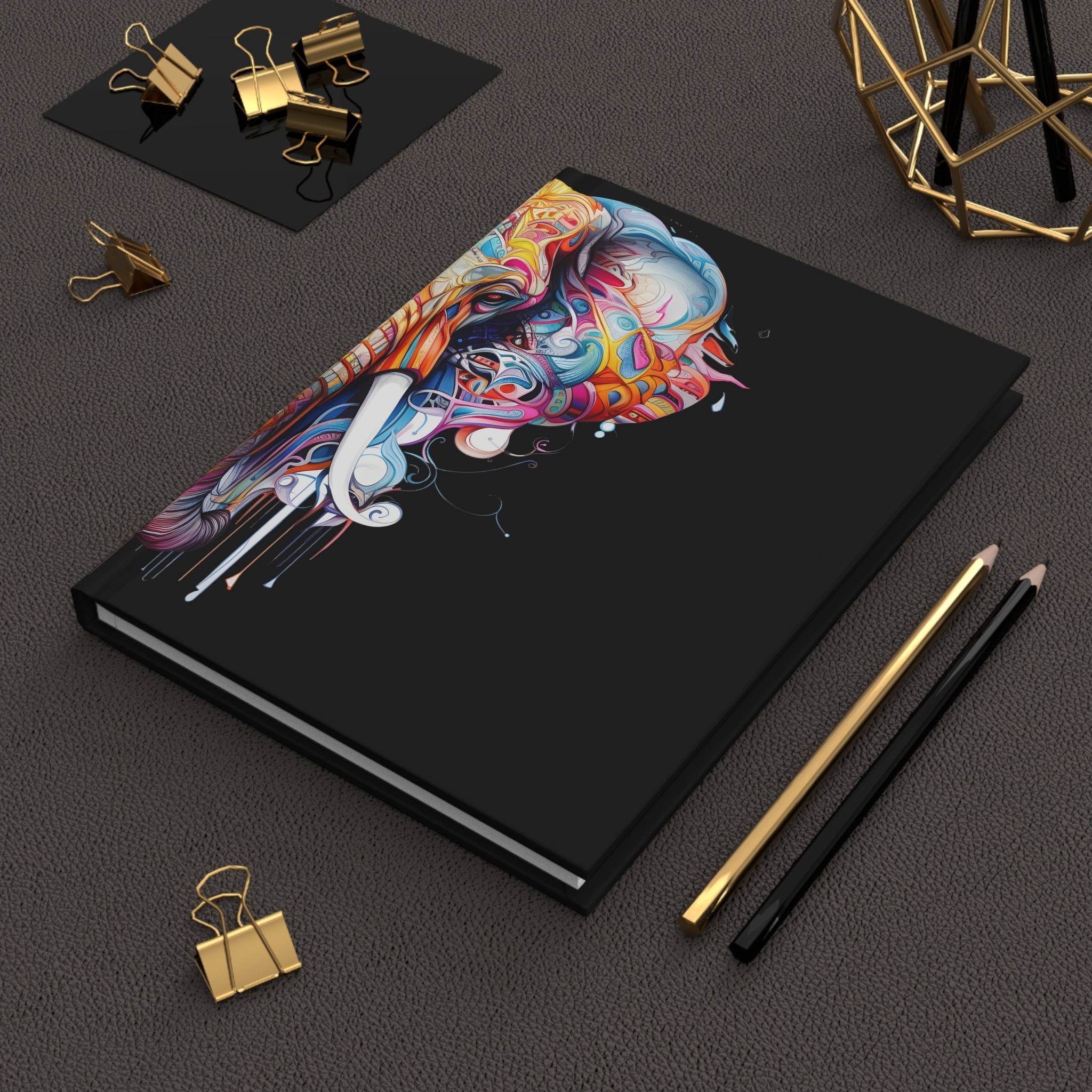 Sacred Holi Elephant Hardcover Black Journal (Back to School / Gratitude / Manifesting Journal) - FNKY ROOSTER DESIGNS