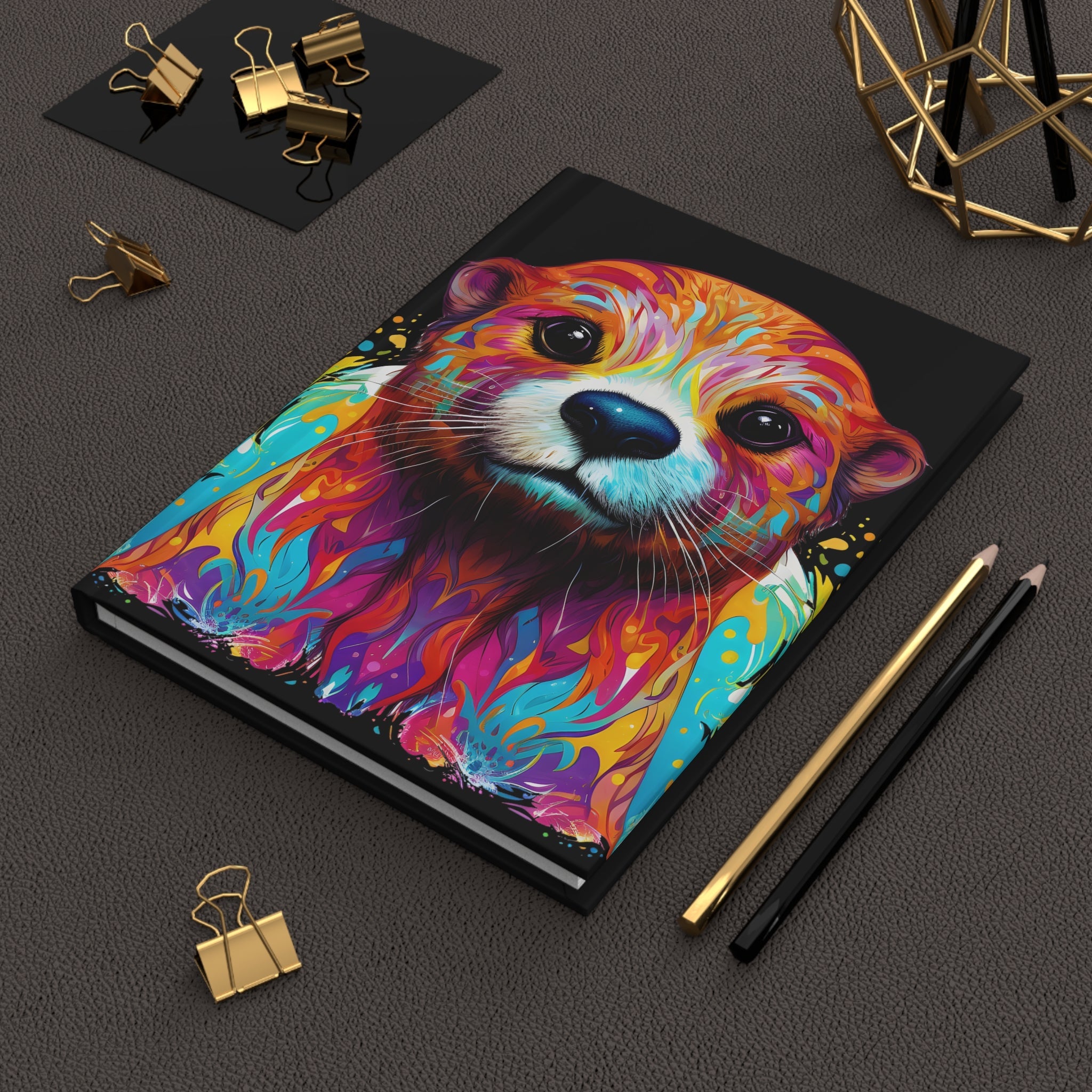 Sacred Otter Black Hardcover Journal (Back to School / Gratitude / Manifesting Journal) - FNKY ROOSTER DESIGNS