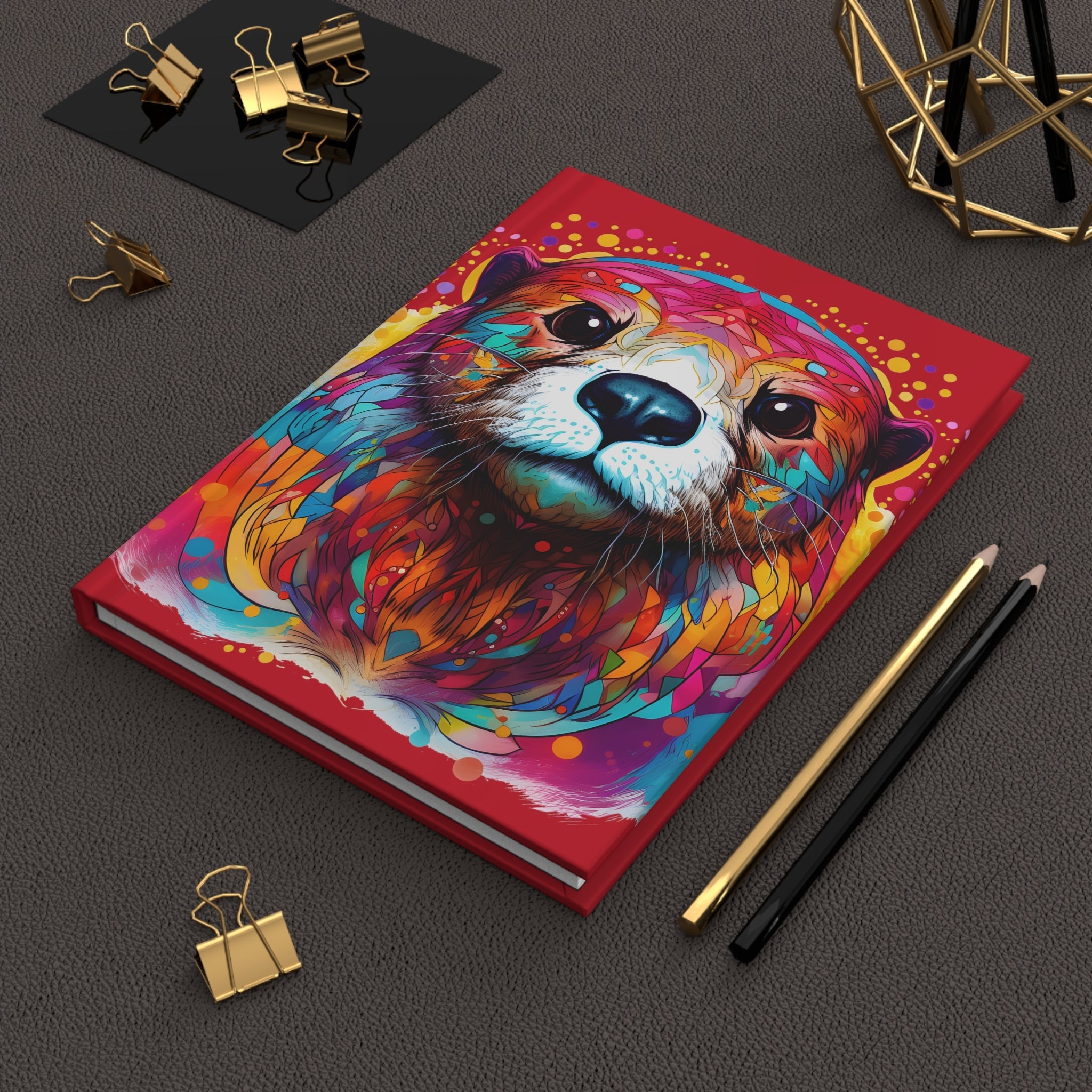Sacred Otter Dark Red Hardcover Journal (Back to School / Gratitude / Manifesting Journal) - FNKY ROOSTER DESIGNS