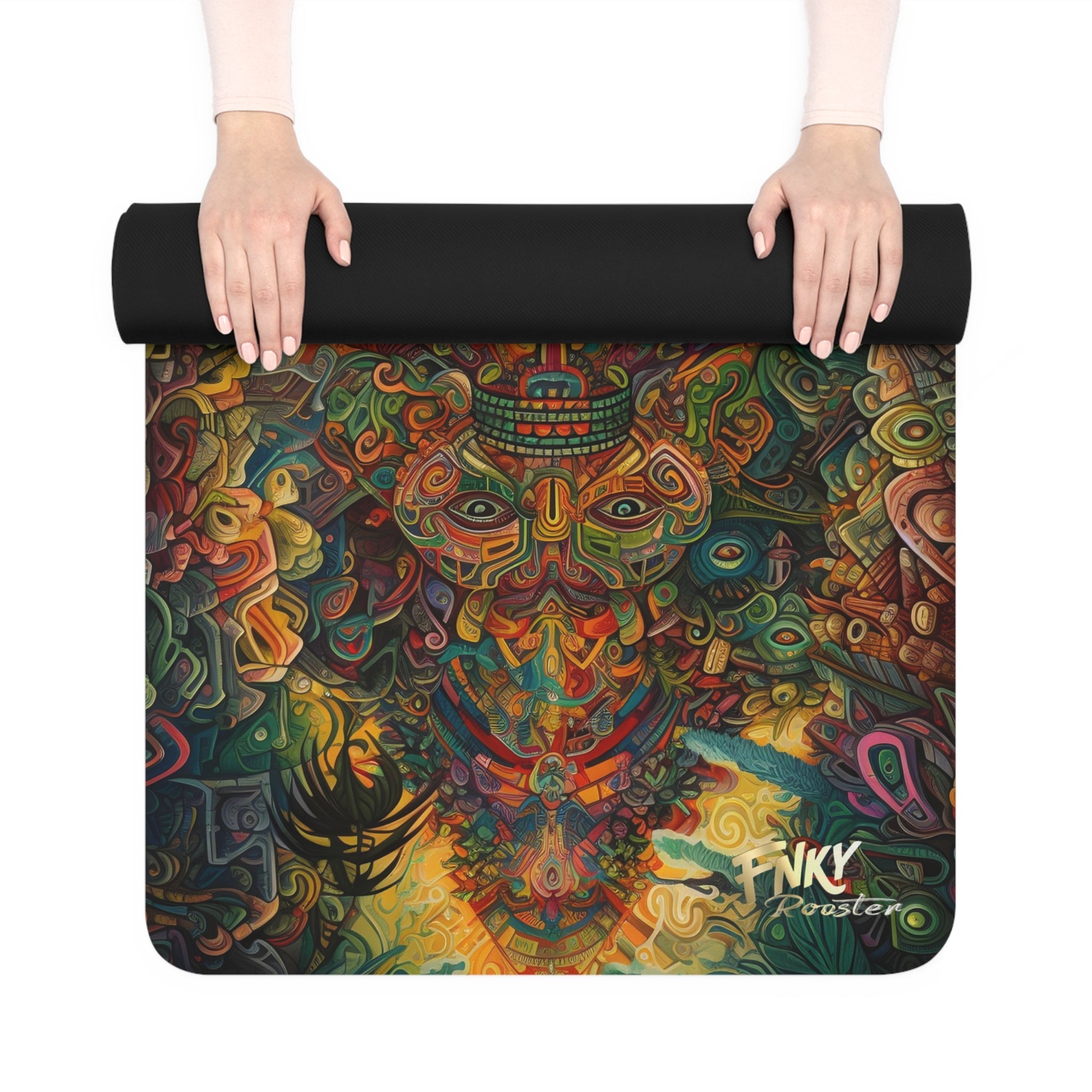 Sacred Visions Rubber Yoga Mat - FNKY ROOSTER DESIGNS