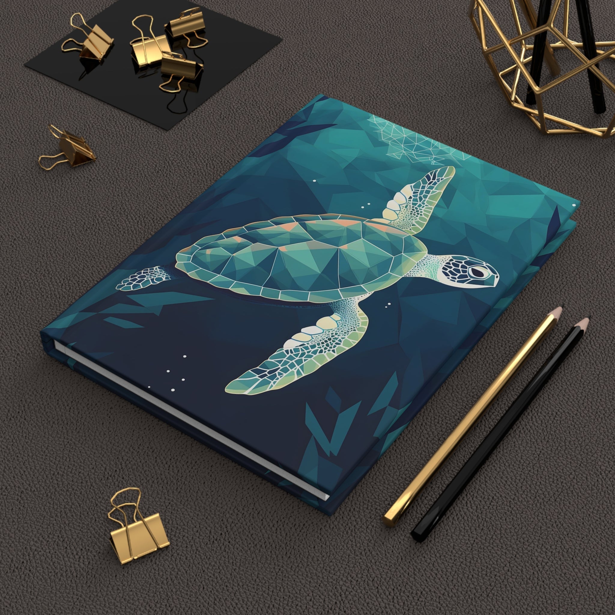 Sea Turtle Hard Cover Diary or Journal Sacred Geometric Design (Back to School / Gratitude / Manifesting Journal) - FNKY ROOSTER DESIGNS