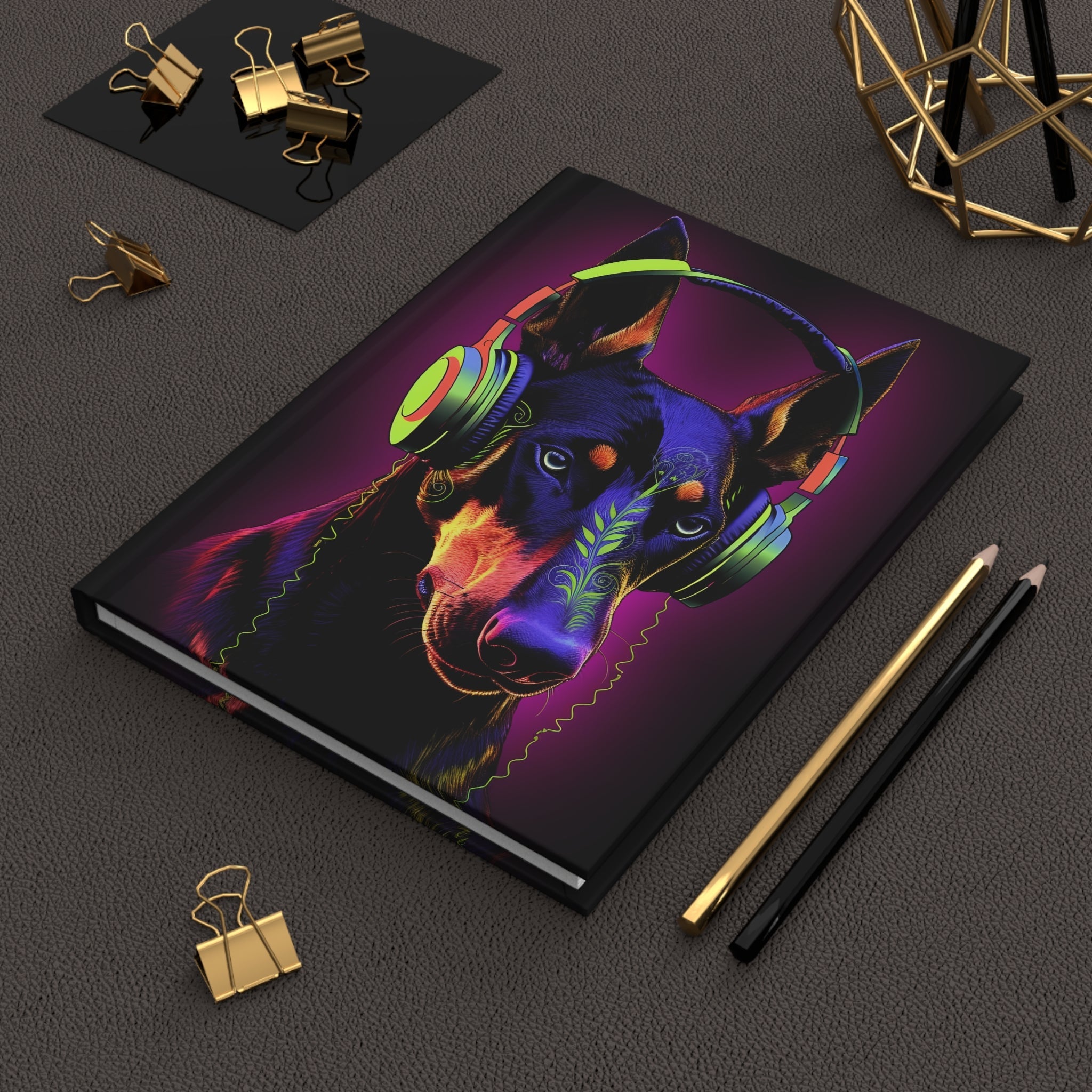 Tribal Doberman Alley Edge Hardcover Journal Great gift for Dog Lovers (Back to School / Gratitude / Manifesting Journal) - FNKY ROOSTER DESIGNS