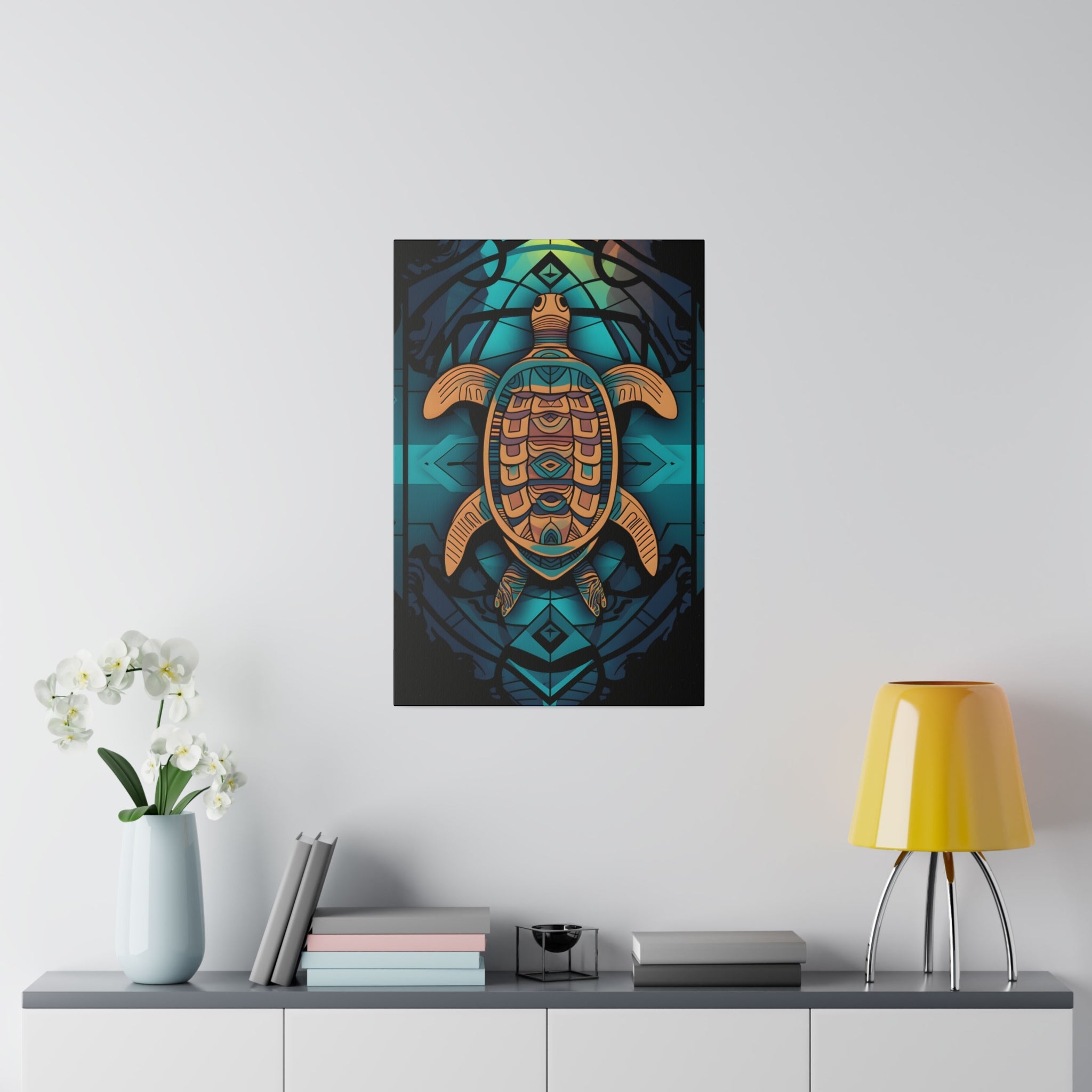 Tribal Sea Turtle Canvas Art .75" Canvas | 100% Cotton | Finely Textured | Wall Decor | Home Accent | Indoor Artwork | High - Quality Print | - FNKY ROOSTER DESIGNS