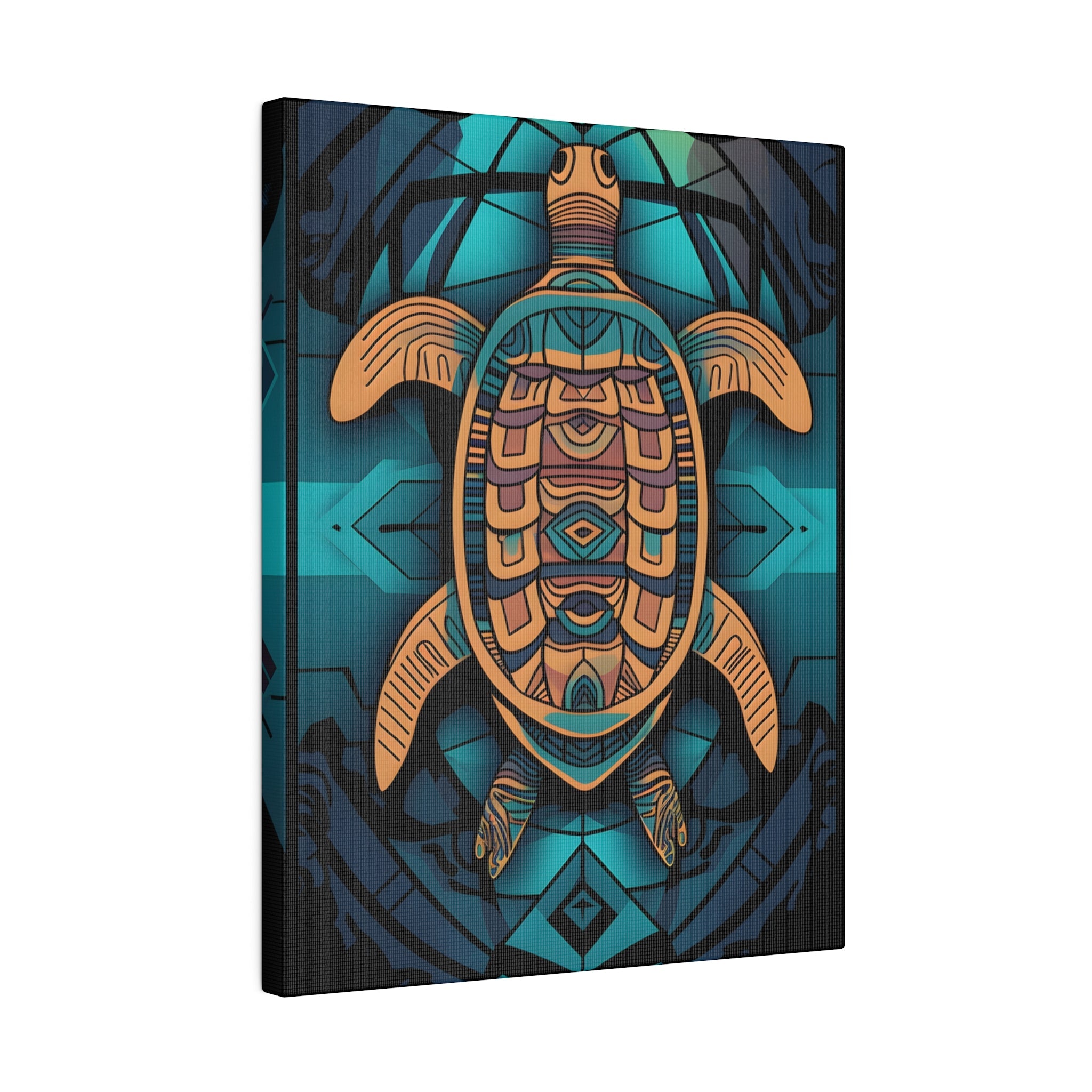 Tribal Sea Turtle Canvas Art .75" Canvas | 100% Cotton | Finely Textured | Wall Decor | Home Accent | Indoor Artwork | High - Quality Print | - FNKY ROOSTER DESIGNS