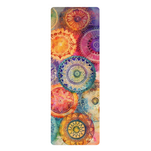Watercolor Mandala Yoga Mat Perfect for Vinyasa, Ashtanga, Pilates & Home Workouts - FNKY ROOSTER DESIGNS