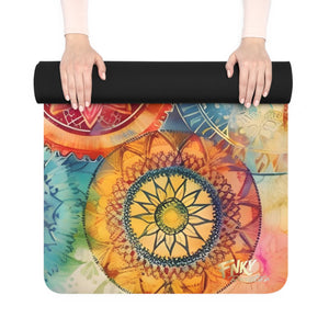 Watercolor Mandala Yoga Mat Perfect for Vinyasa, Ashtanga, Pilates & Home Workouts - FNKY ROOSTER DESIGNS