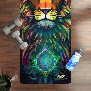 Zodiac - Inspired Lion Yoga Mat – Perfect for Vinyasa, Ashtanga, Pilates & Home Workouts – One Size, Microfiber Suede Top, Non - Slip Rubber Bottom - FNKY ROOSTER DESIGNS