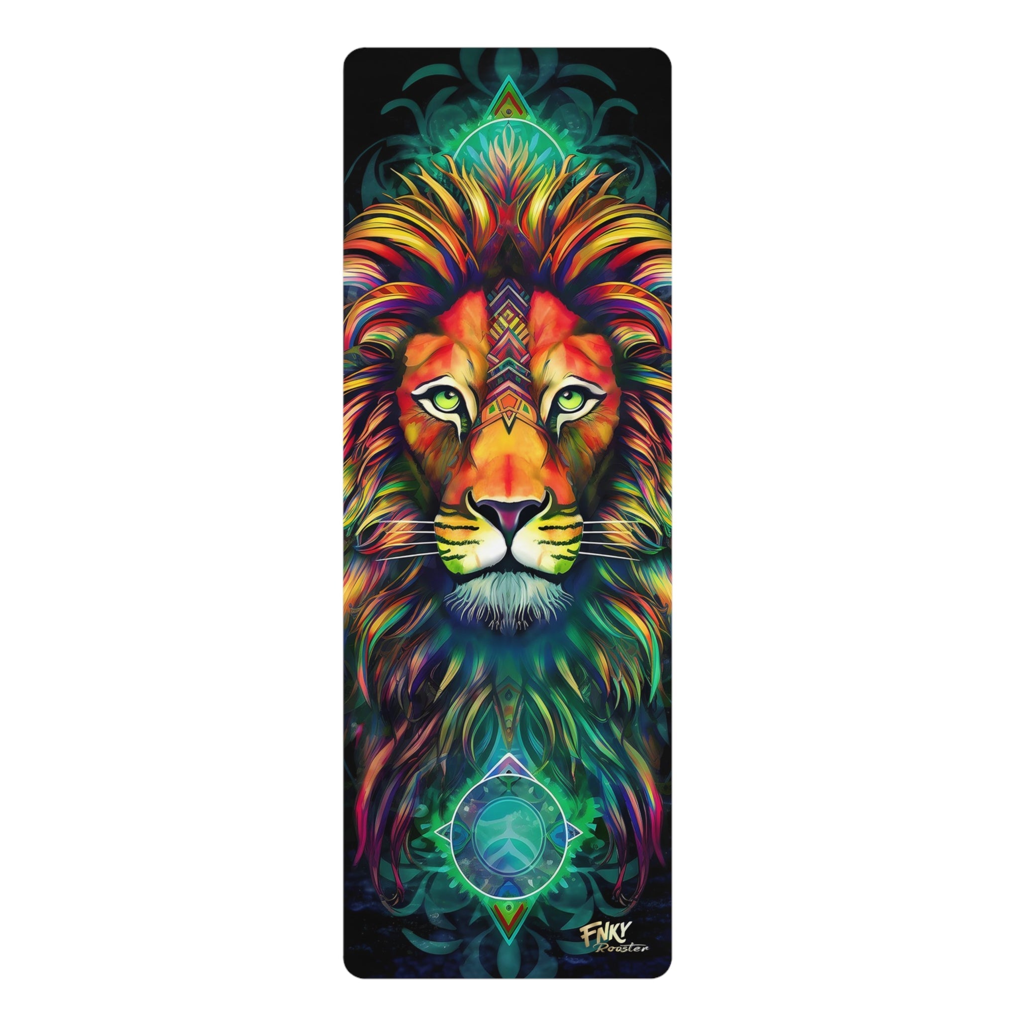 Zodiac - Inspired Lion Yoga Mat – Perfect for Vinyasa, Ashtanga, Pilates & Home Workouts – One Size, Microfiber Suede Top, Non - Slip Rubber Bottom - FNKY ROOSTER DESIGNS