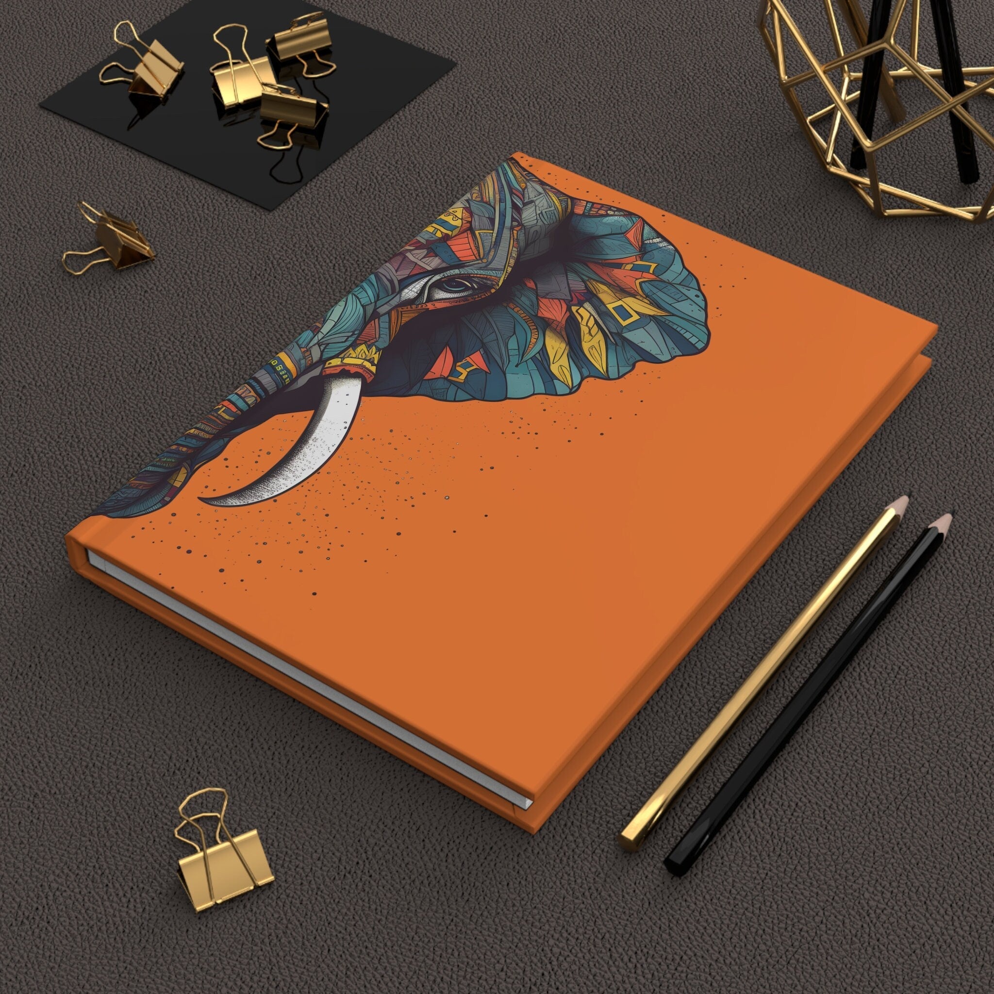 Tribal Elephant Hardcover Journal Great Gift Idea (Back to School / Gratitude / Manifesting Journal) - FNKY ROOSTER DESIGNS